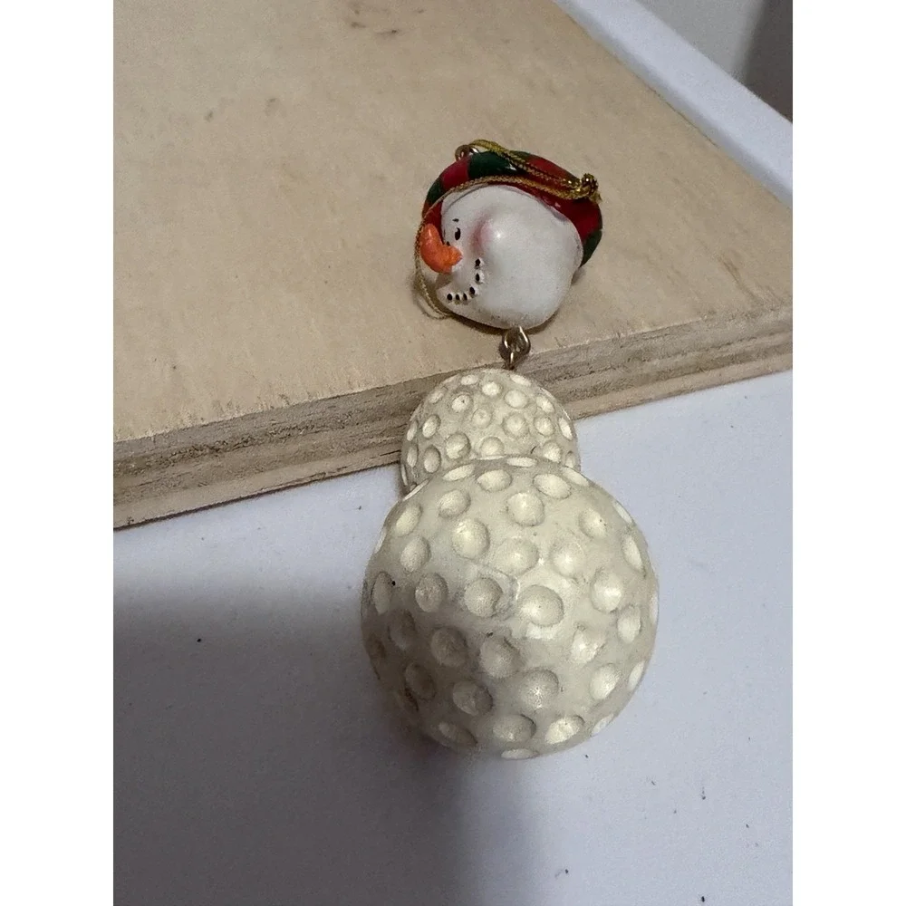 Golfball Snowman Ornament Vintage 90s